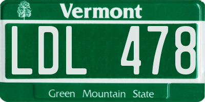 VT license plate LDL478