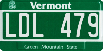 VT license plate LDL479