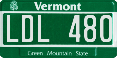 VT license plate LDL480