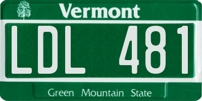 VT license plate LDL481