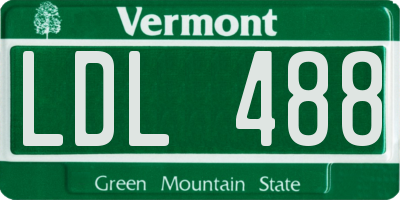 VT license plate LDL488