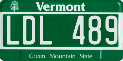 VT license plate LDL489