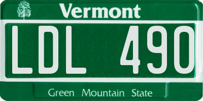 VT license plate LDL490