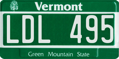 VT license plate LDL495