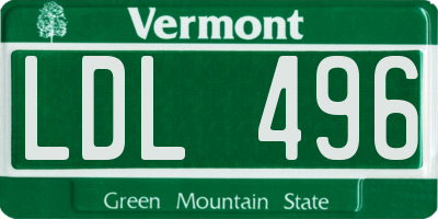 VT license plate LDL496