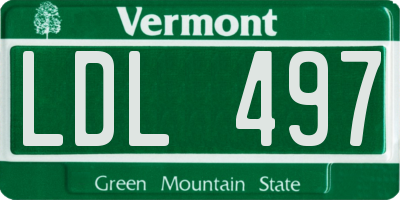VT license plate LDL497