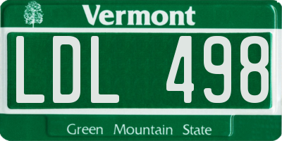 VT license plate LDL498
