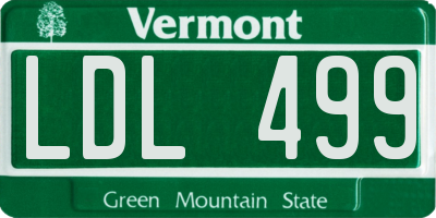 VT license plate LDL499