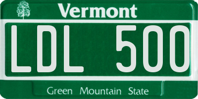 VT license plate LDL500