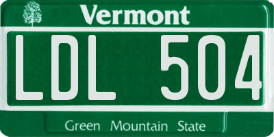 VT license plate LDL504