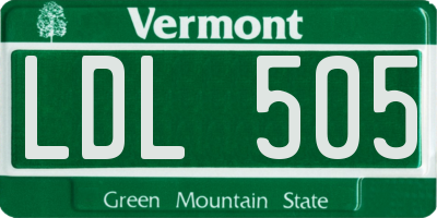 VT license plate LDL505
