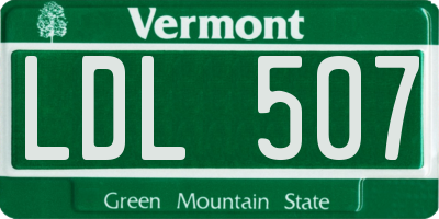 VT license plate LDL507