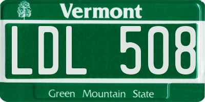 VT license plate LDL508