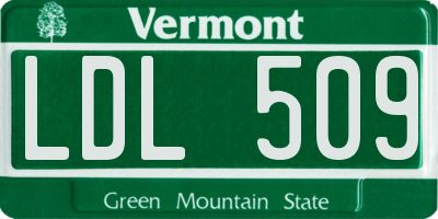 VT license plate LDL509