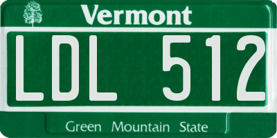 VT license plate LDL512