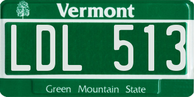 VT license plate LDL513