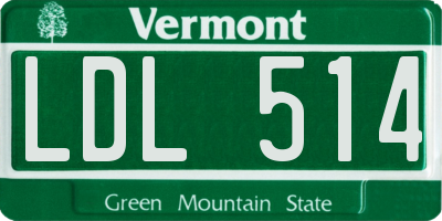 VT license plate LDL514