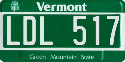 VT license plate LDL517