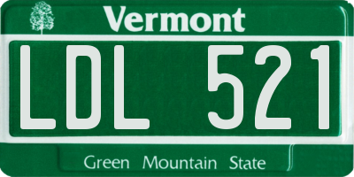 VT license plate LDL521