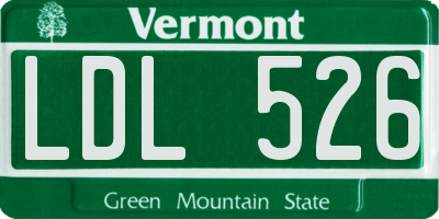 VT license plate LDL526