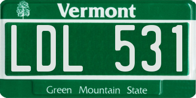VT license plate LDL531