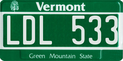 VT license plate LDL533