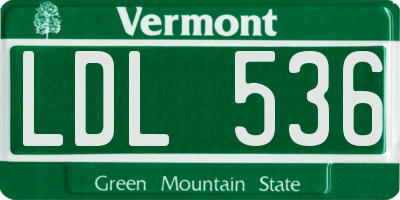 VT license plate LDL536
