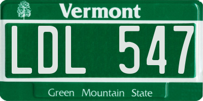 VT license plate LDL547