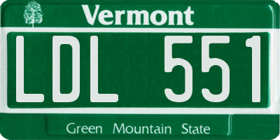 VT license plate LDL551