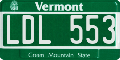 VT license plate LDL553