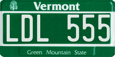 VT license plate LDL555