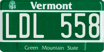 VT license plate LDL558
