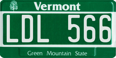 VT license plate LDL566