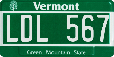 VT license plate LDL567