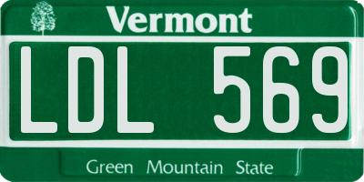VT license plate LDL569