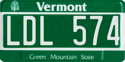 VT license plate LDL574