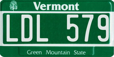 VT license plate LDL579