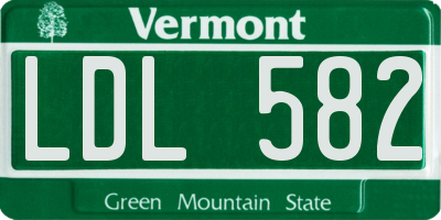 VT license plate LDL582