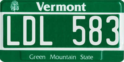 VT license plate LDL583