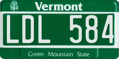 VT license plate LDL584
