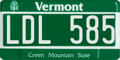 VT license plate LDL585