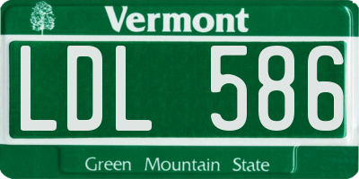VT license plate LDL586