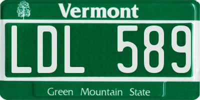 VT license plate LDL589
