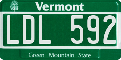 VT license plate LDL592