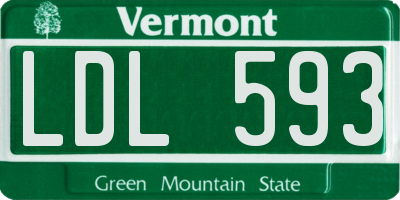 VT license plate LDL593