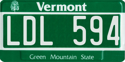 VT license plate LDL594