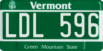 VT license plate LDL596