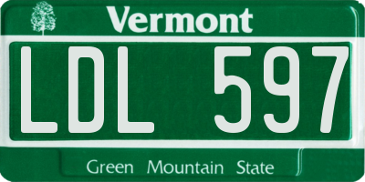 VT license plate LDL597
