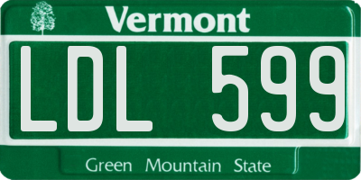 VT license plate LDL599