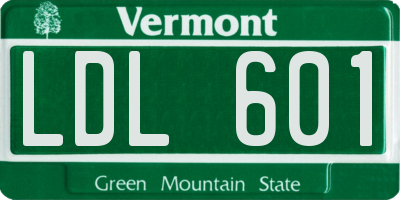 VT license plate LDL601